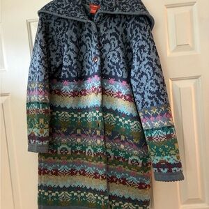 Sundance Hooded Knit Coat in Gray Multi